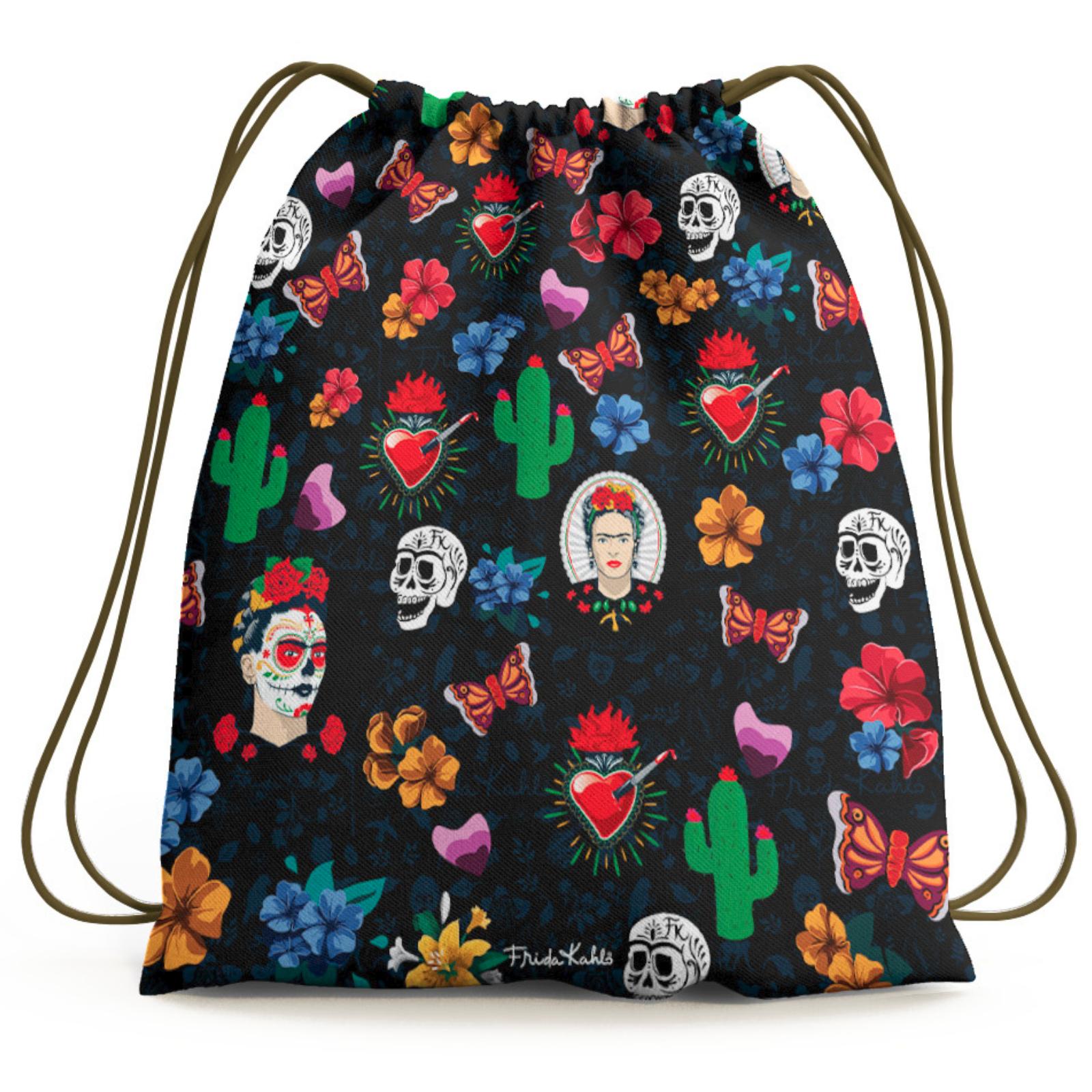 MOCHILA KAHLO CUERDAS - Frida Kahlo (bolsas, portatodo, necesers, bolsos, tazas) - Que Regalar